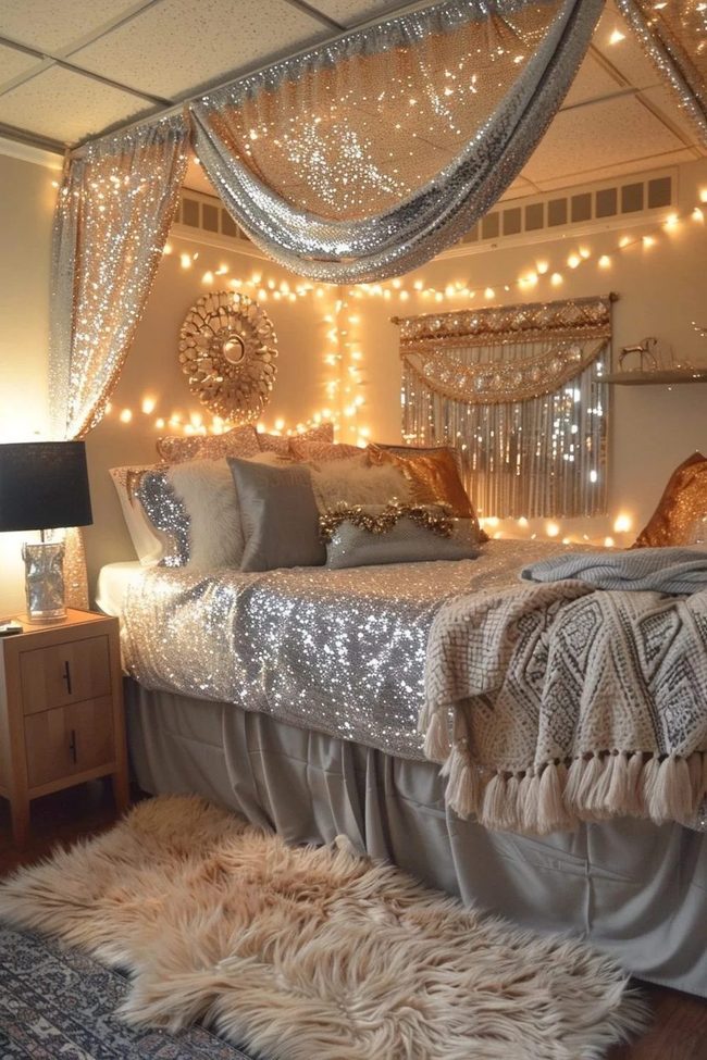Metallic Luxe Dorm Retreat