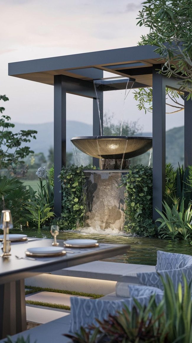 Fountain Sounds Enhance Outdoor Dining