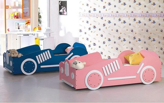 Pink And Blue Race Car Beds