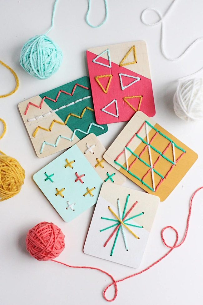 Geometric Yarn Cards, Pastel Burst