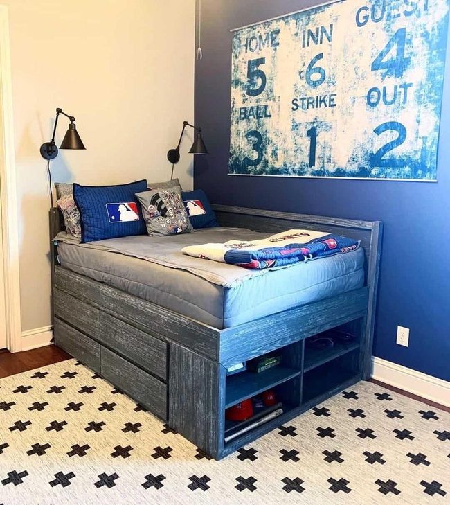 Gray Beds with Baseball Flair