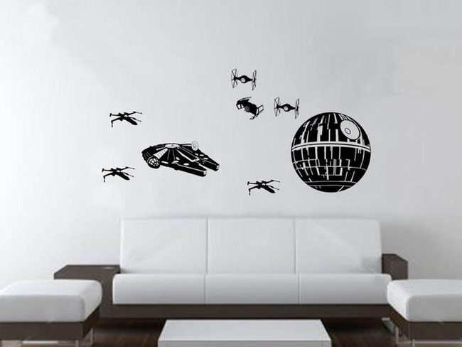 Monochrome Starfighter Battle Walls