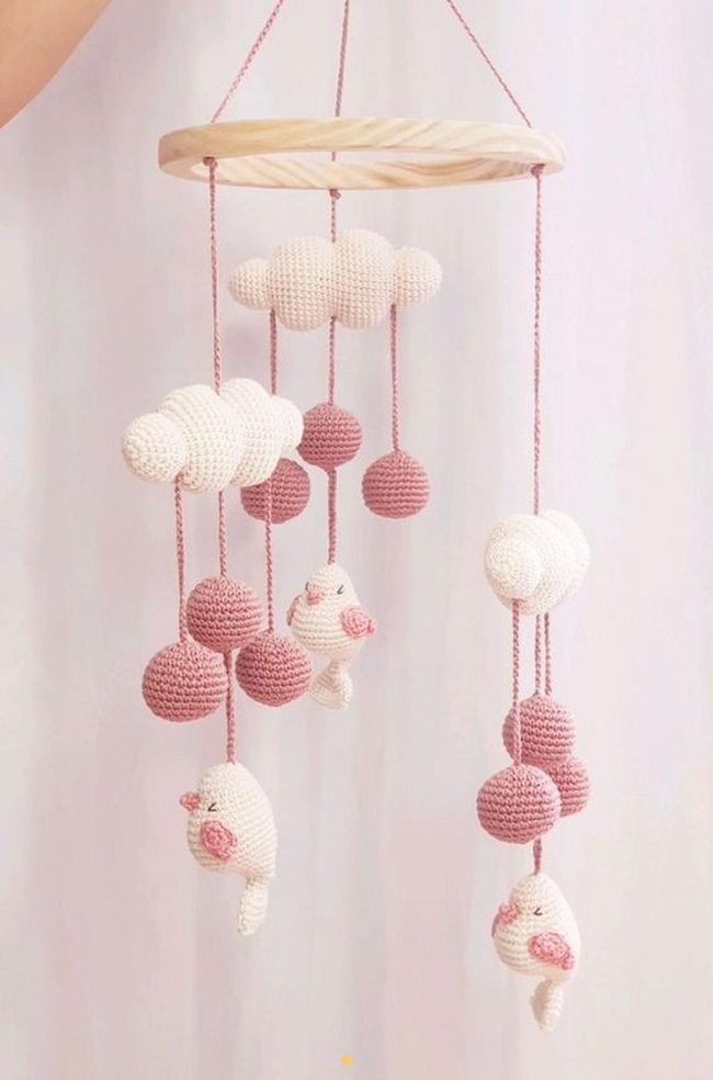 Handmade Pink Crochet Mobile