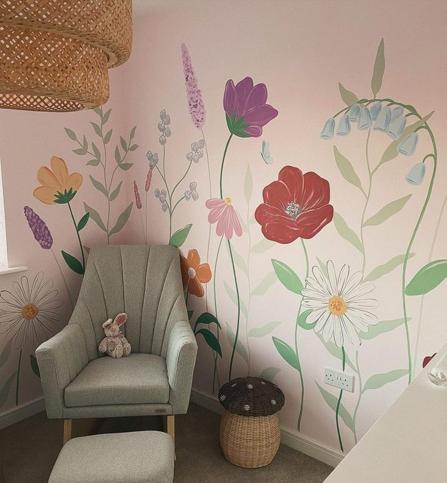 Pastel Florals With Grey Seating