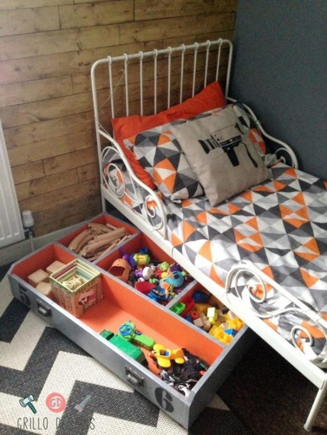 Orange Geometric Bedroom Storage