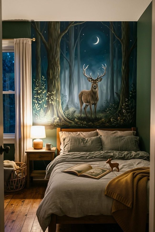 Glowing Deer In Midnight Woods