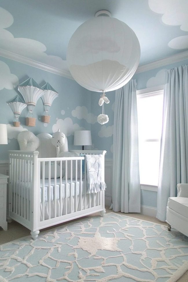 Soft Blue Floating Clouds Nursery