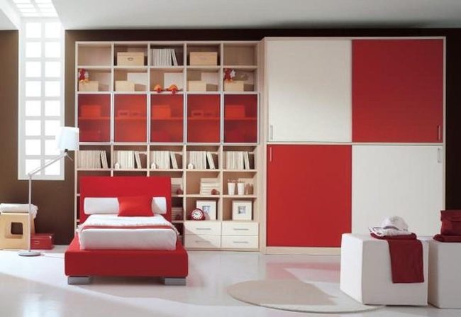 Striped Red Bedroom Walls
