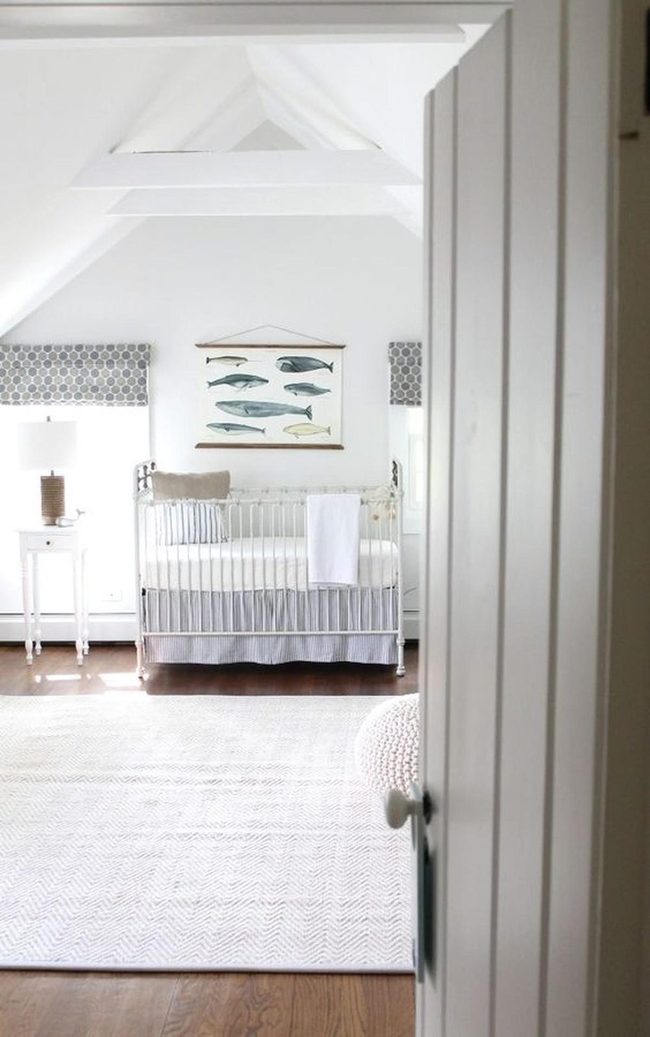 Sunlit Nursery With Fish Art