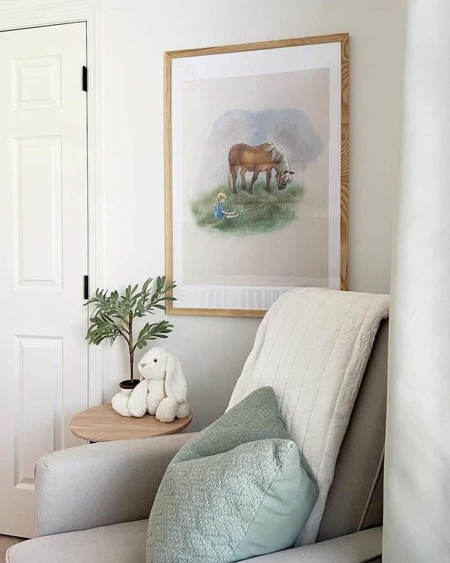 Gray Nursery Chair With Green Accents