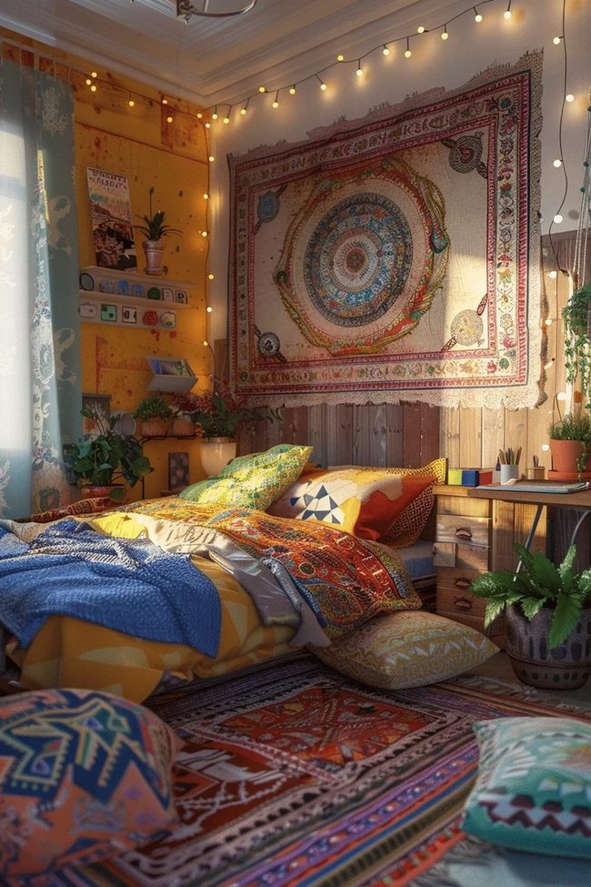 Layered Textiles Bohemian Bedroom