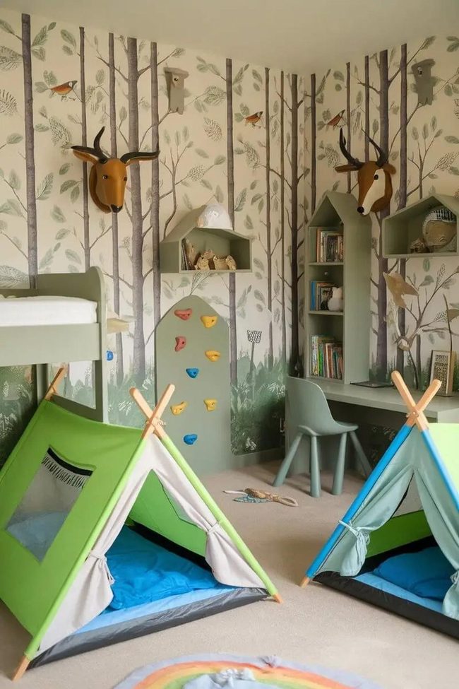 Forest Canopy Sleeping Quarters With Climbing Wall