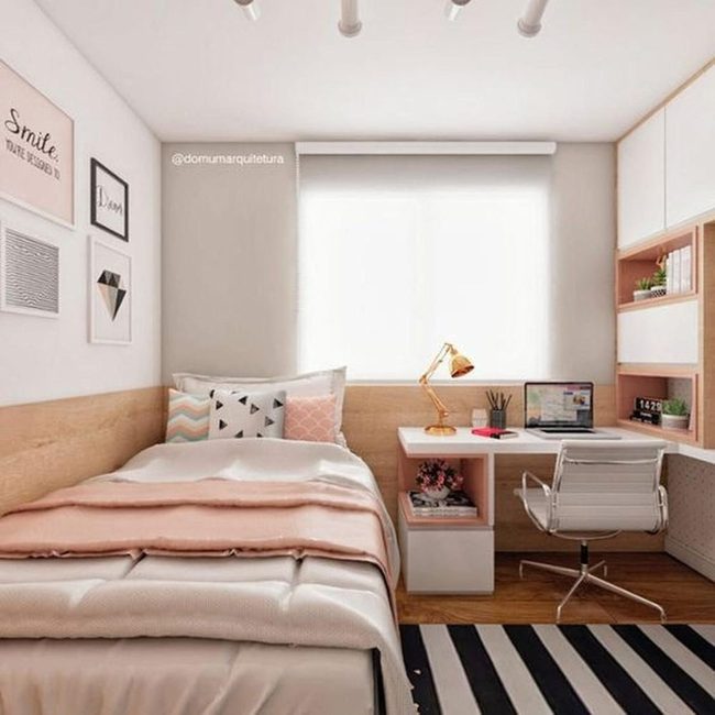 Sunlit Bedroom With Pale Pink Bedding