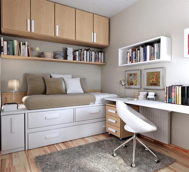 Light Wood Study With Book-Lined Walls