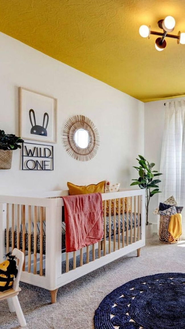 Yellow Ceiling Nursery Warmth