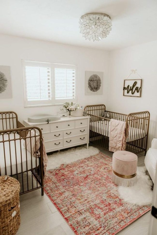 Dark Metal Cribs Pink Blankets