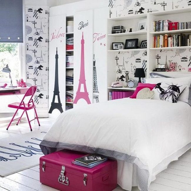 Parisian Pink And Black Bedroom
