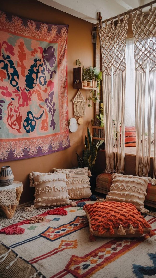 Handwoven Macrame Curtains In Untreated Fibers