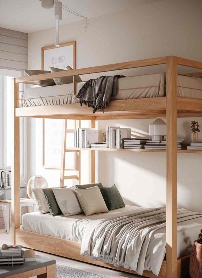 Tall Bamboo Loft With Built-In Desk