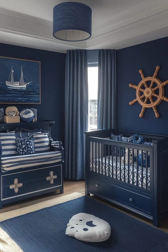 Navy Striped Seaside Nursery