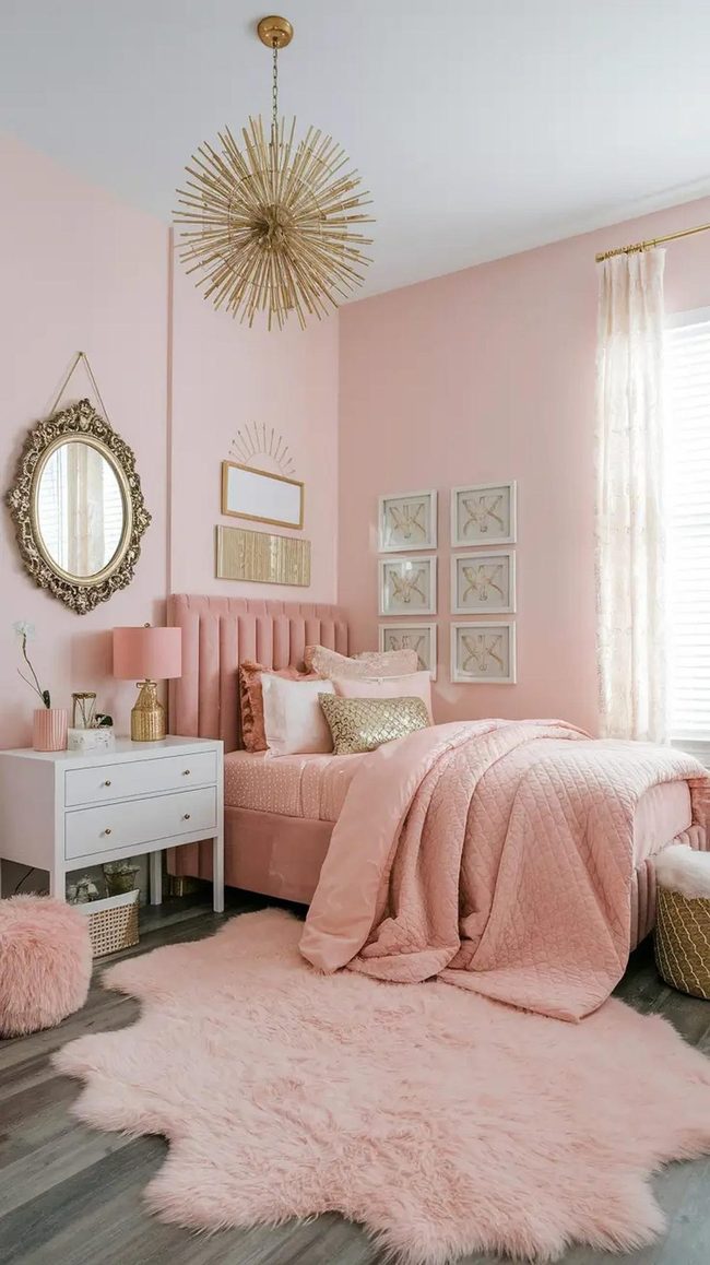 Pink And Gold Metallic Dorm