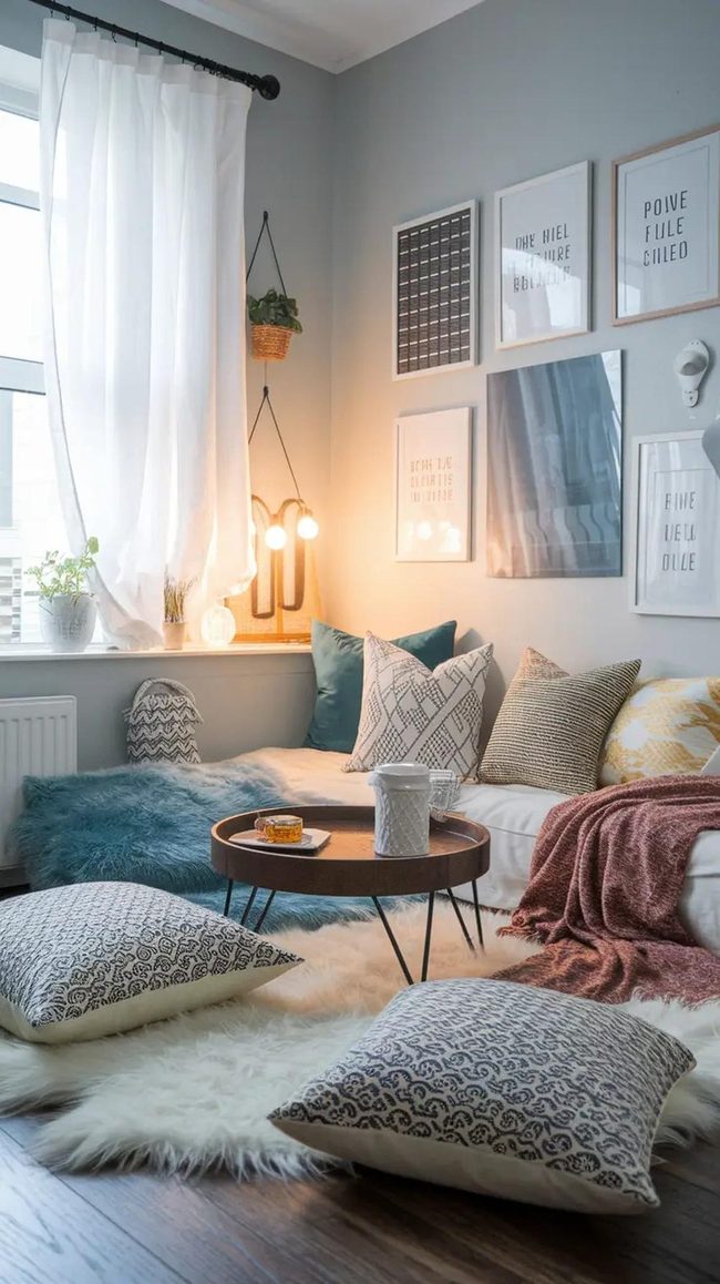 Oversized Floor Pillows In Neutral Tones