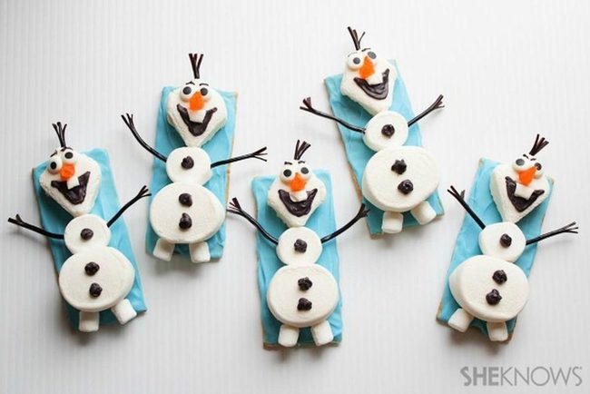 White Marshmallow Snowmen Blue Bases