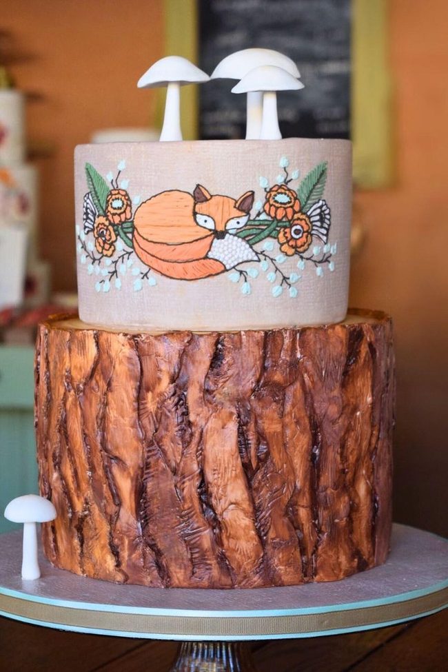 Forest Animals Hand-Painted Cake
