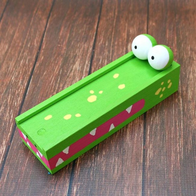 Green Wooden Crocodile Box