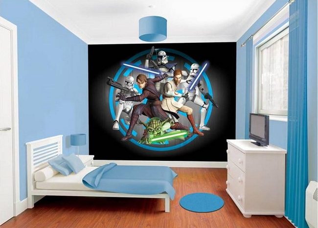 Blue Galaxy Star Wars Mural