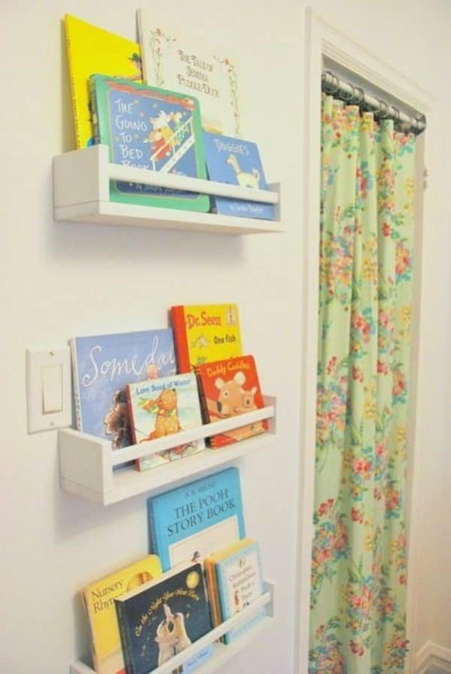 Painted Wall-Mounted Ikea Book Display