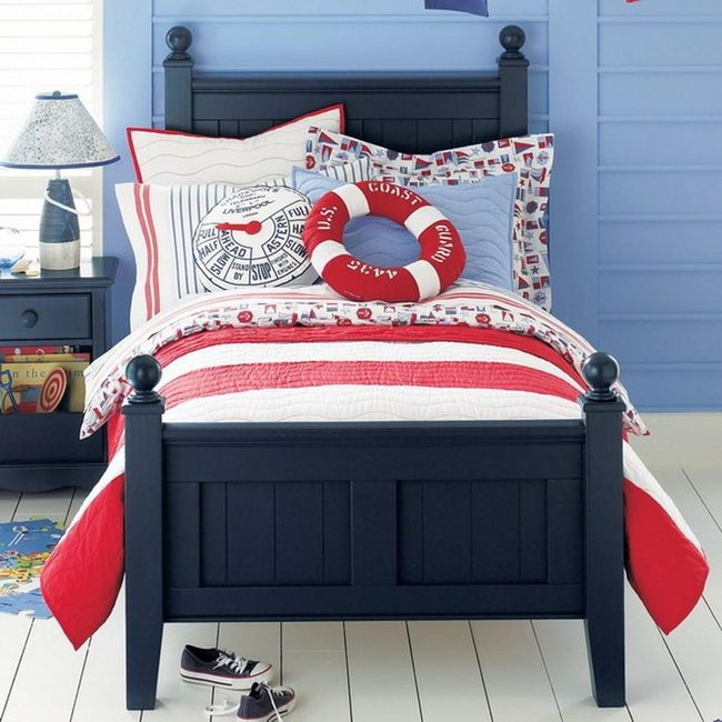 Nautical Red White Blue Bedroom