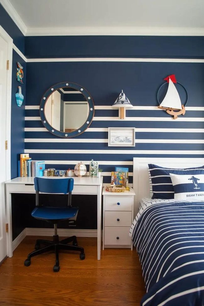 Coastal Stripes And Anchor Accents