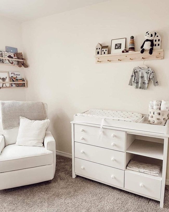 White Nursery with Wooden Accents