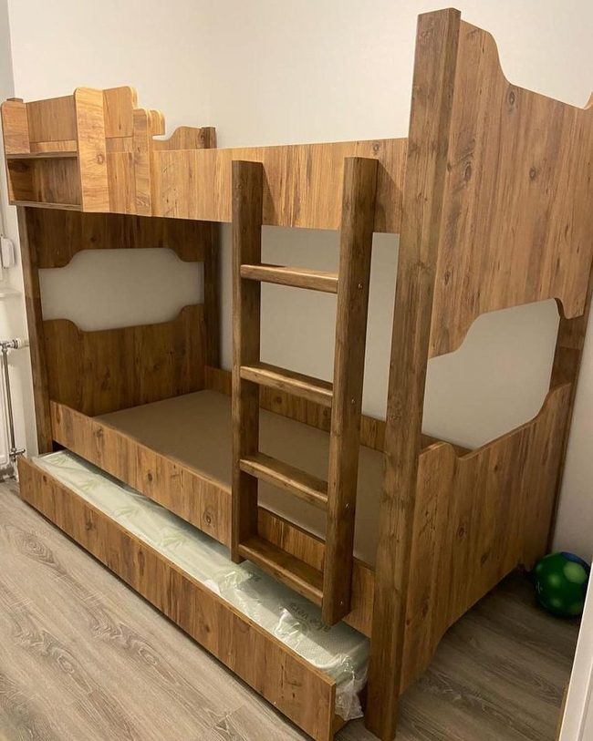 Wooden Loft With Hidden Trundle