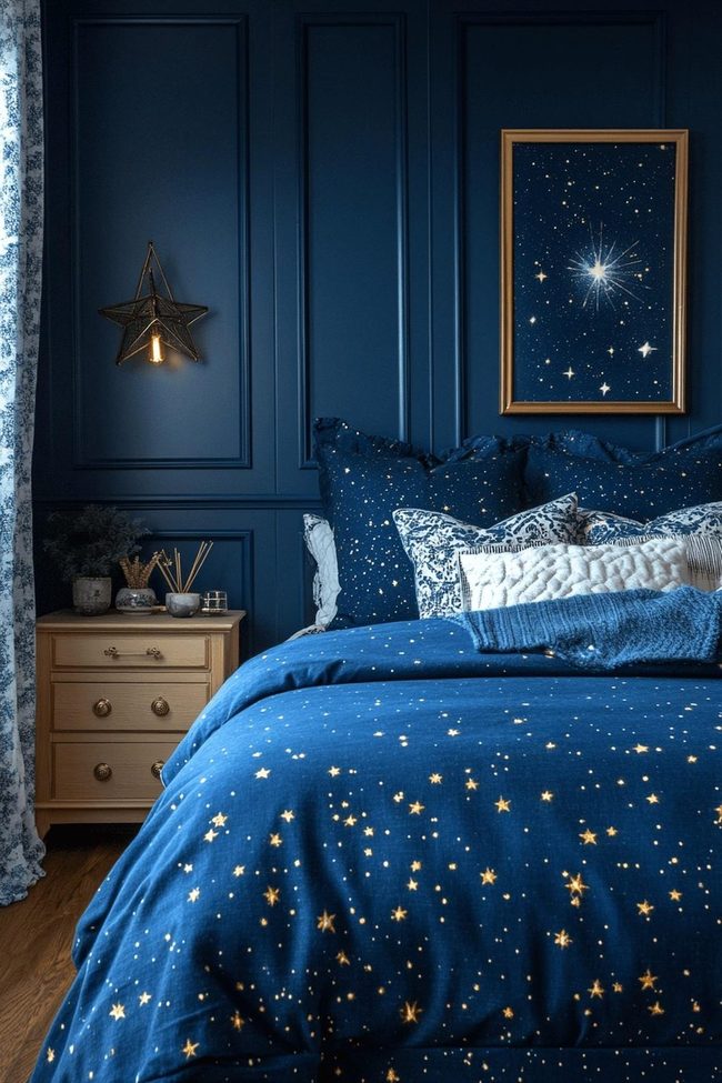 Navy Blue Stars In Girls Room