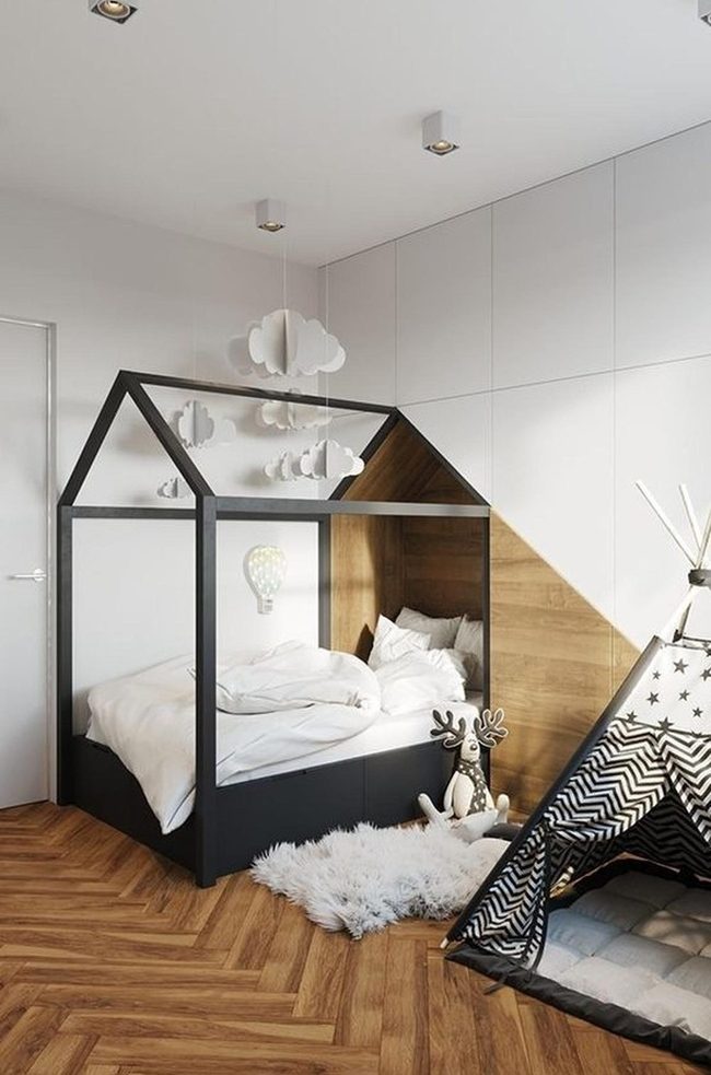 Black Frame House Bed