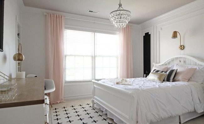 Pink-Framed Sunlit Bedroom