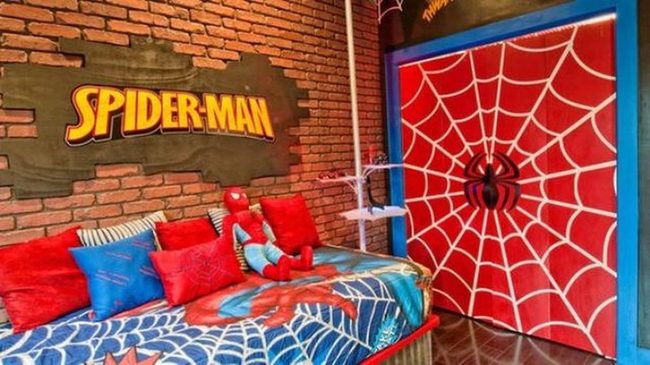 Red And Blue Spider Web Door
