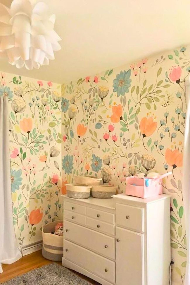 Watercolor Floral Mural Nursery