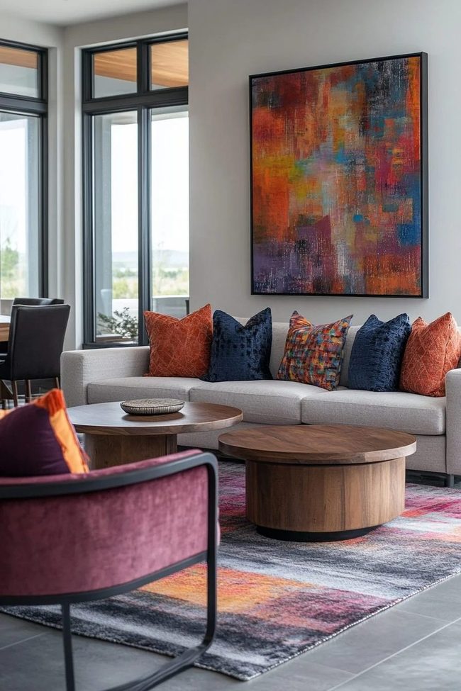 Orange And Blue Statement Sofa