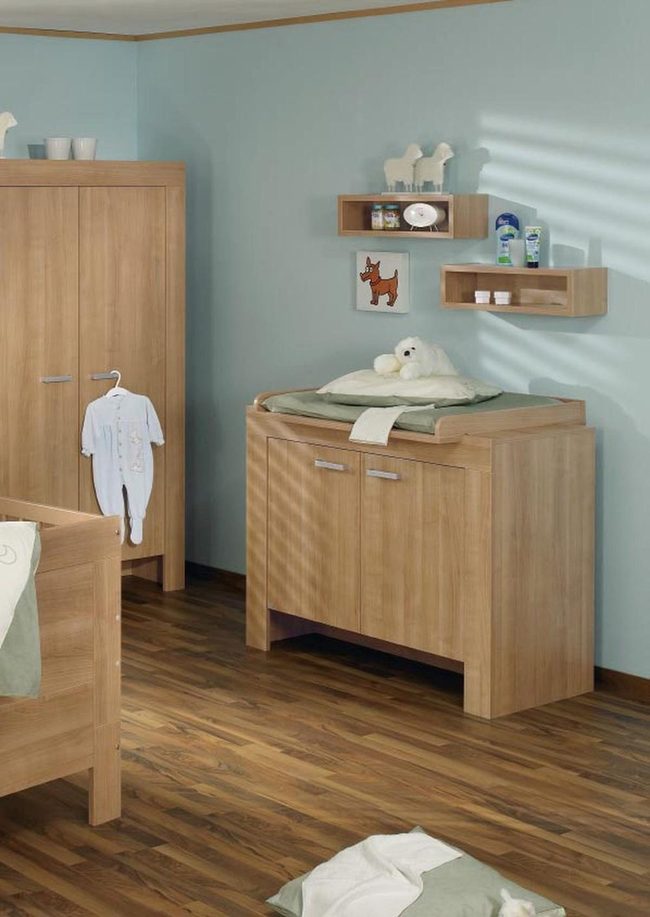 Light Blue Nursery With Wood Warmth