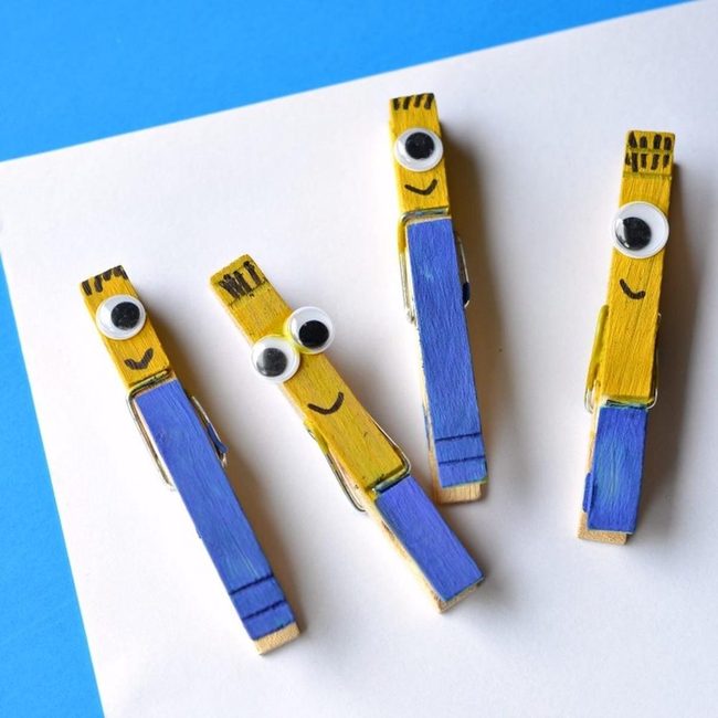 Yellow And Blue Clothespin Faces