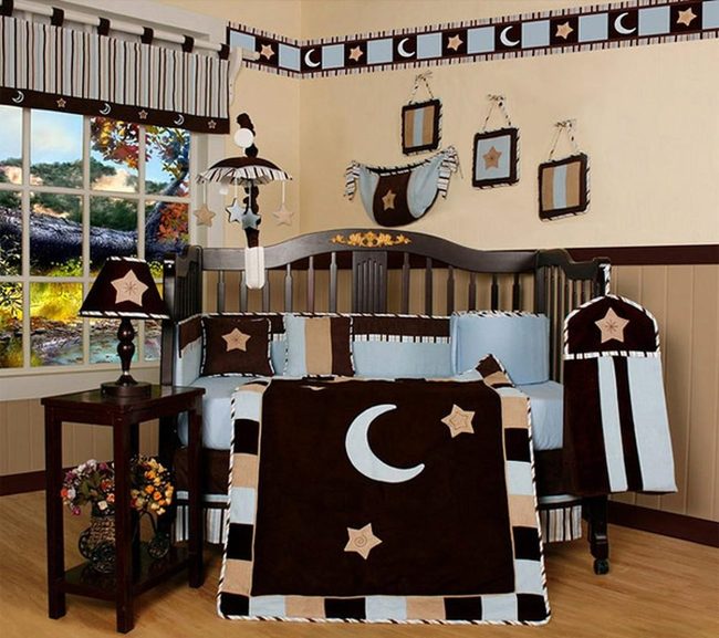 Chocolate Brown And Starry Blue Nursery