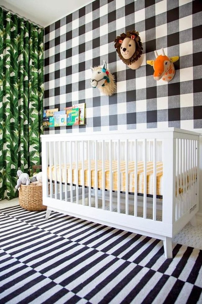 Checkered Nursery With Animal Heads
