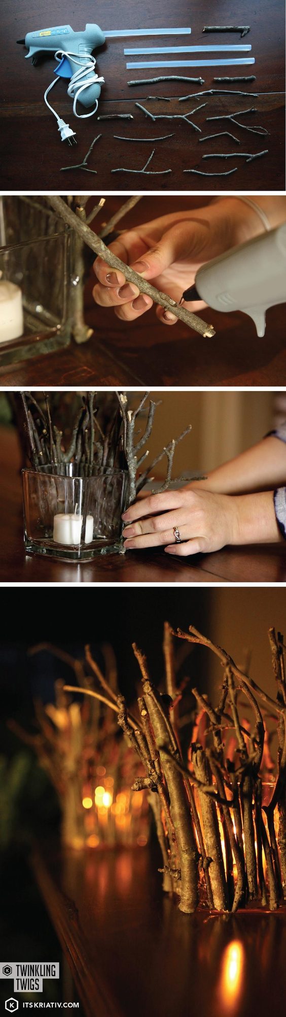 Natural Branch Glass Candles