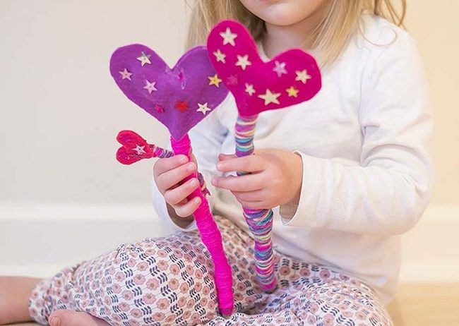 Colorful Felt Heart Wands