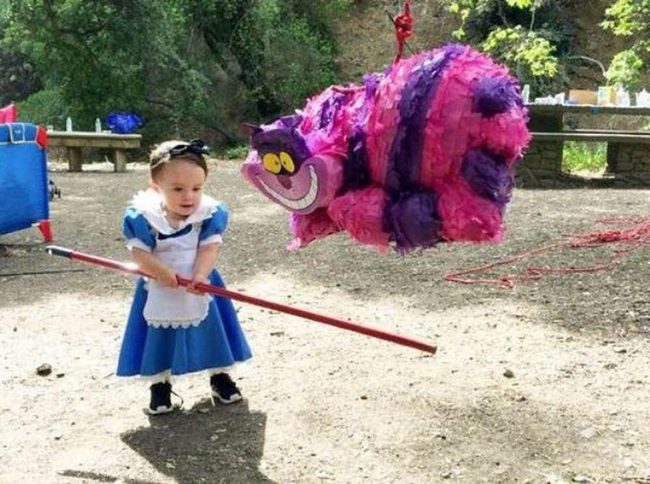 Striped Piñatas Among Green Trees