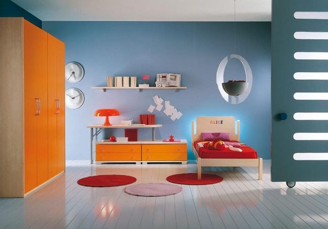 Orange Furniture Against Serene Blue