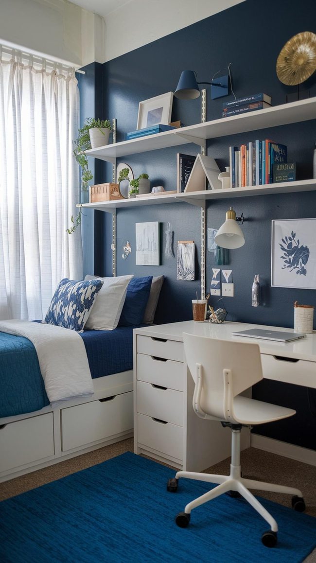 Lantern Blue Shelves Wall Space